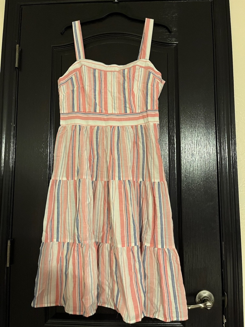 Pink Striped Sundress - Sleeveless Tiered Dress